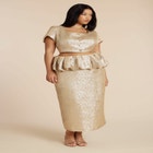 Metallic Skirt With Bubble Peplum image number null