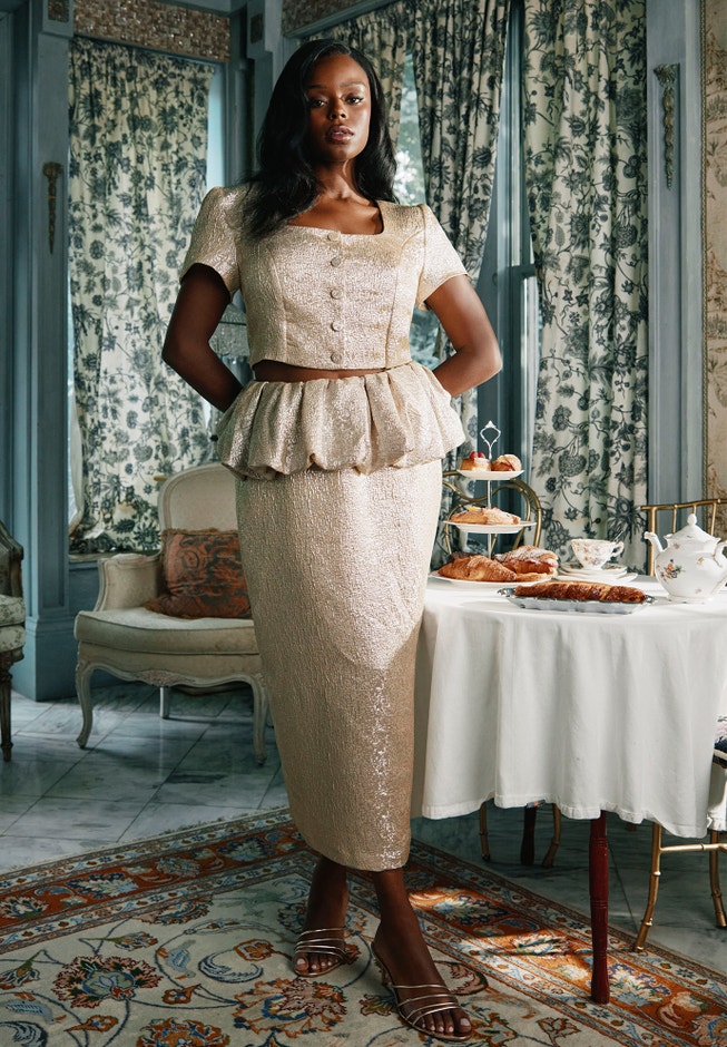 Metallic Skirt With Bubble Peplum image number 0