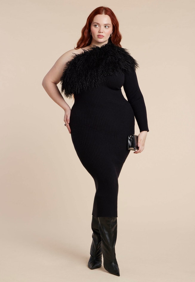 Fur Neckline Maxi Dress image number 1