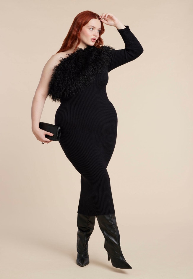Fur Neckline Maxi Dress image number 2