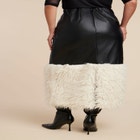 Faux Leather Skirt With Faux Fur Trim image number null