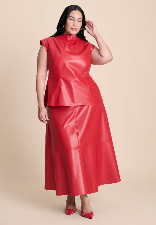 Faux Leather Midi Skirt image number 2