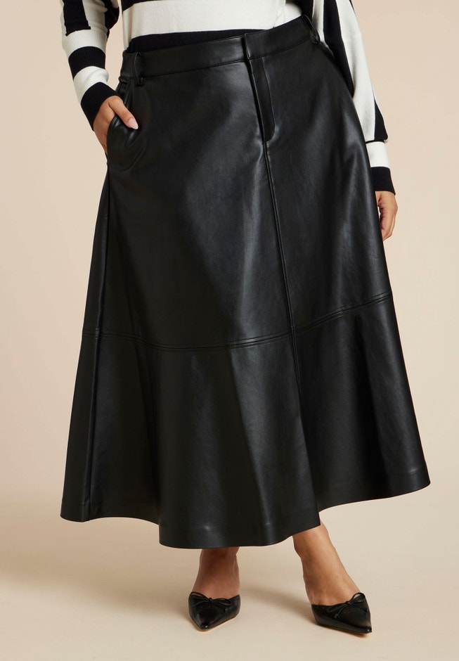 Faux Leather Midi Skirt image number 1
