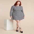 Rhinestone Button Tweed Mini Dress image number null