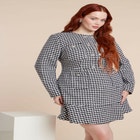 Rhinestone Button Tweed Mini Dress image number null