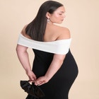 Contrast Bow Fluted Midi Dress image number null