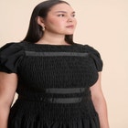 Smocked Flare Midi Dress image number null