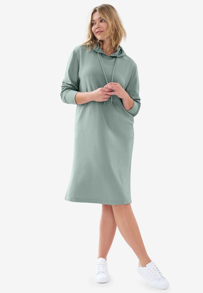 French Terry Hooded Sweatshirt Dress | ELOQUII French Terry Hooded Sweatshirt Dress | ELOQUII