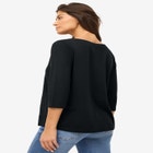Stretch Knit Scoop Neck 3/4 Sleeve Top image number null