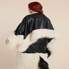 Faux Leather Cape With Faux Fur Trim image number null