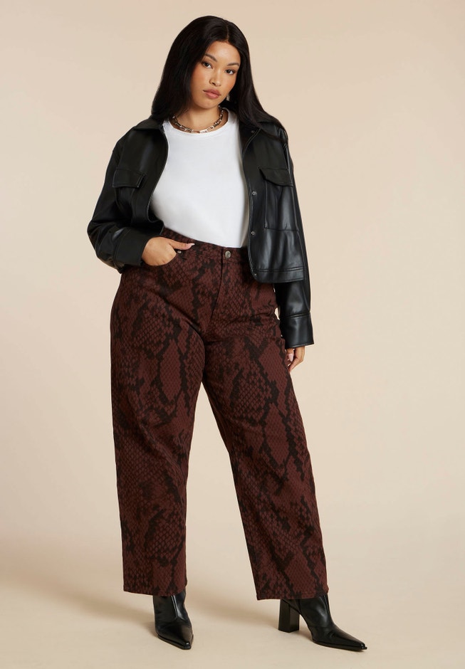 Snake Print Relaxed Leg Jean image number 0