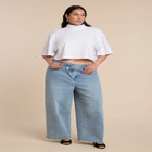 Overlap Waist Wide Leg Jeans image number null