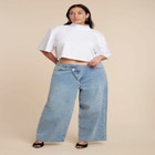 Overlap Waist Wide Leg Jeans image number null