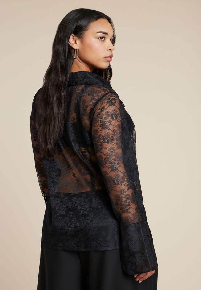 Sheer Lace Button Up Top image number 1