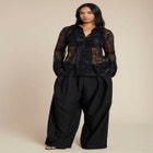 Sheer Lace Button Up Top image number null