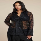 Sheer Lace Button Up Top image number null