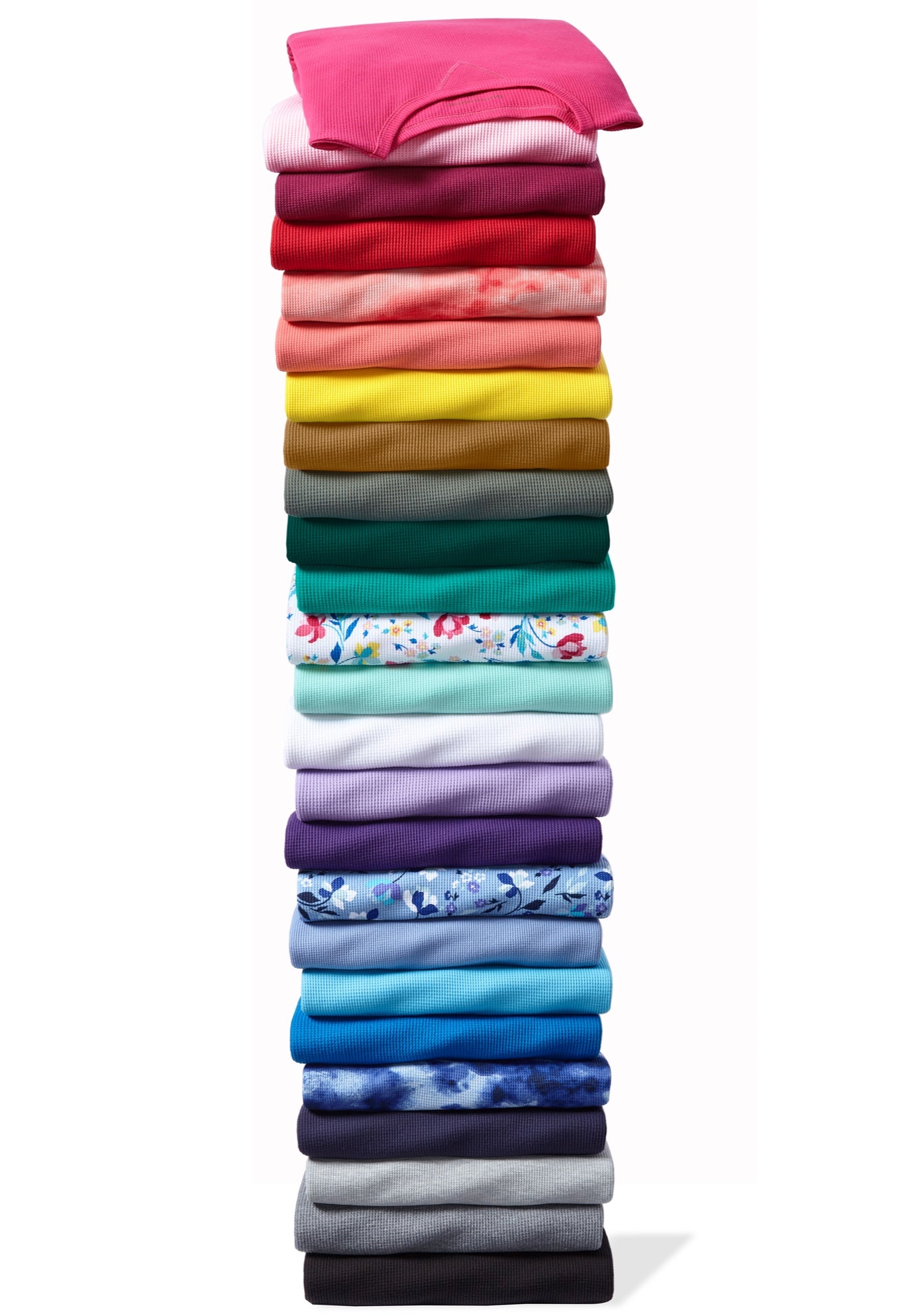 Long-Sleeve Crewneck Soft Waffle Knit Thermal Shirt image number 3