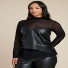 Faux Leather Wrap Top image number null