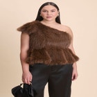 Faux Fur Peplum Top image number null
