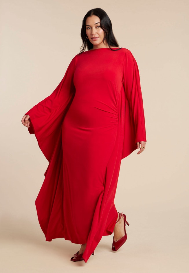 Maxi Dress with Cape Sleeves image number 0