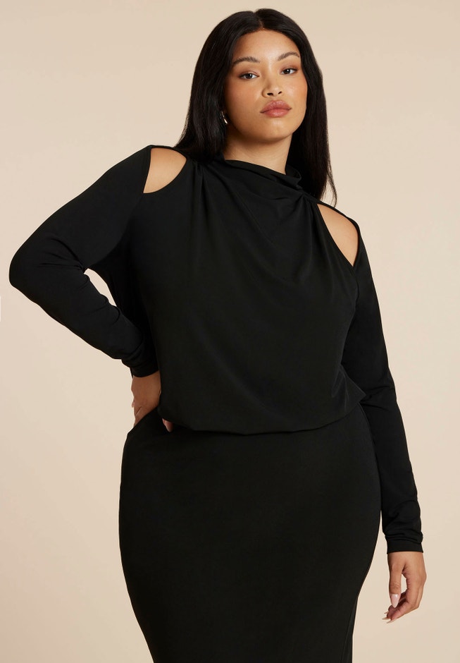 Cut Out Long Sleeve Midi Dress image number 2