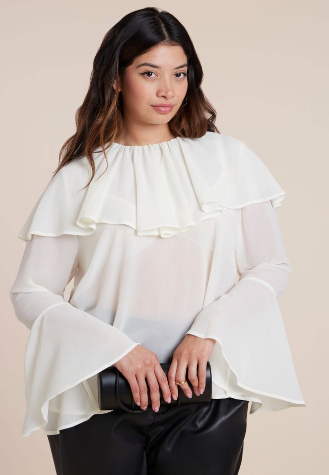 Ruffle Collar Top image number 0