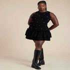 Embellished Sleeveless Mini Sweater Dress image number null