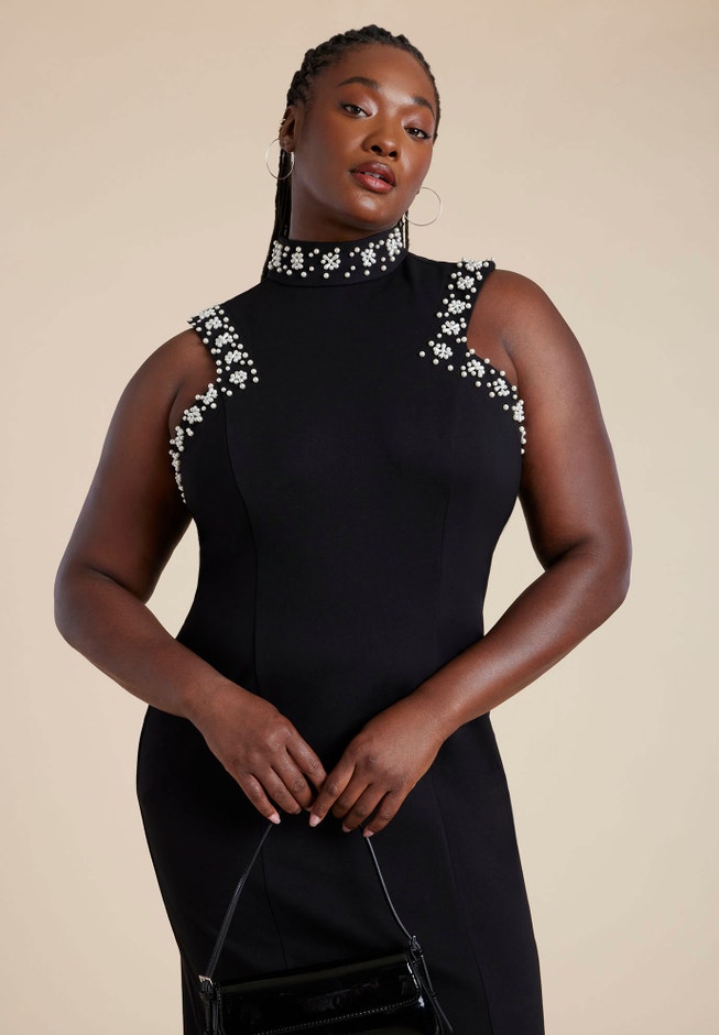 Embellished Sleeveless Knit Dress image number null