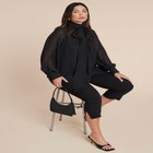 Sheer Neck Tie Blouse image number null