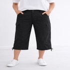 Mid-Rise Stretch Cotton Cargo Capris image number null