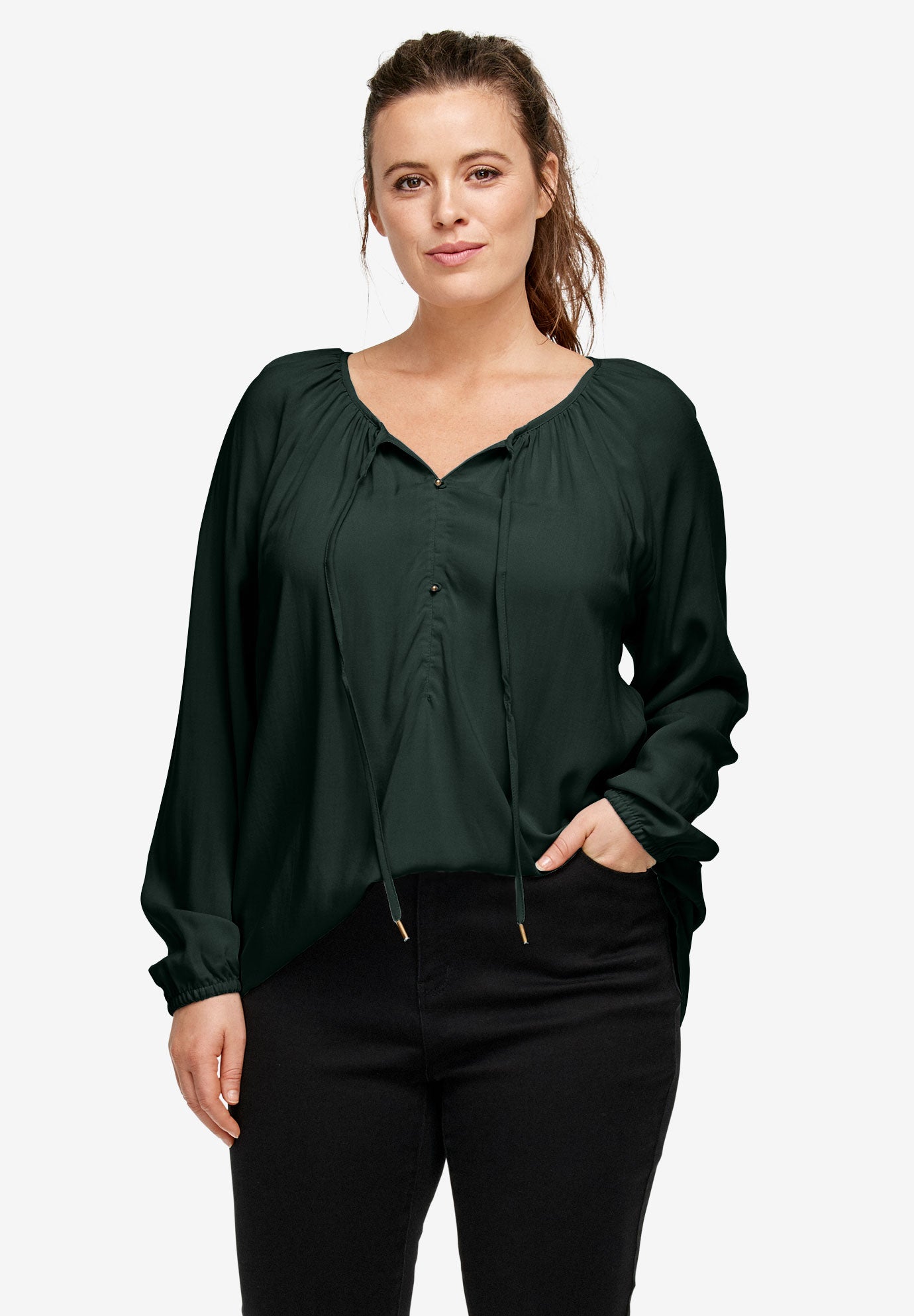 Tie Neck Peasant Tunic image number 0