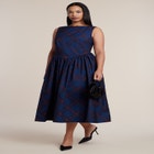 Boat Neck Flare Midi Dress image number 1