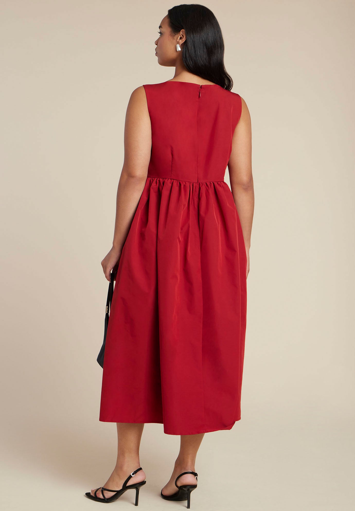 Boat Neck Flare Midi Dress image number 4