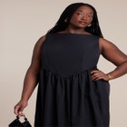 Boat Neck Flare Midi Dress image number null