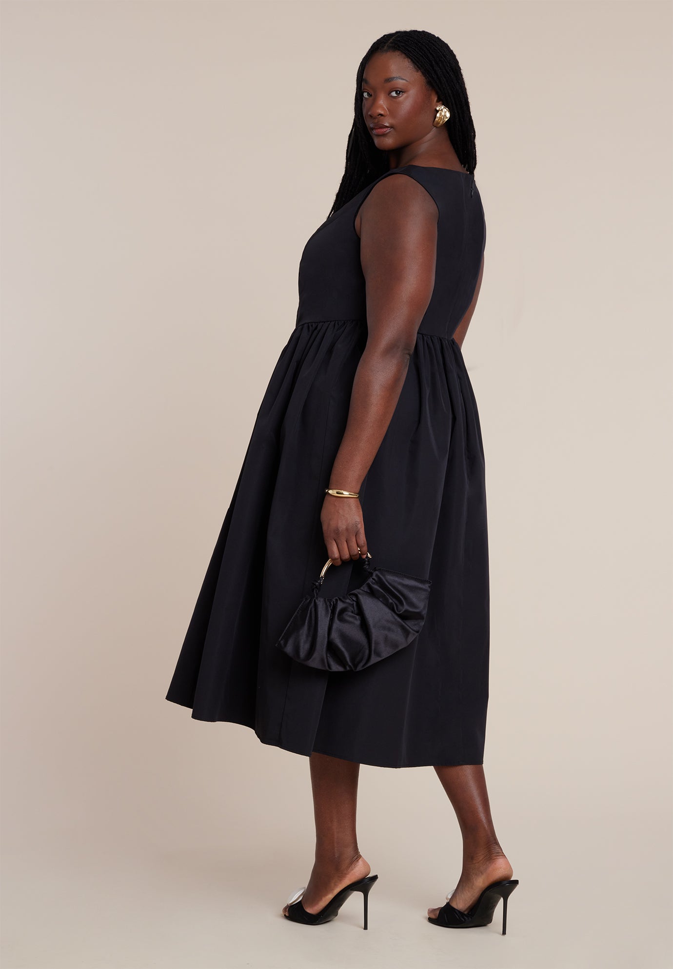 Boat Neck Flare Midi Dress image number 2
