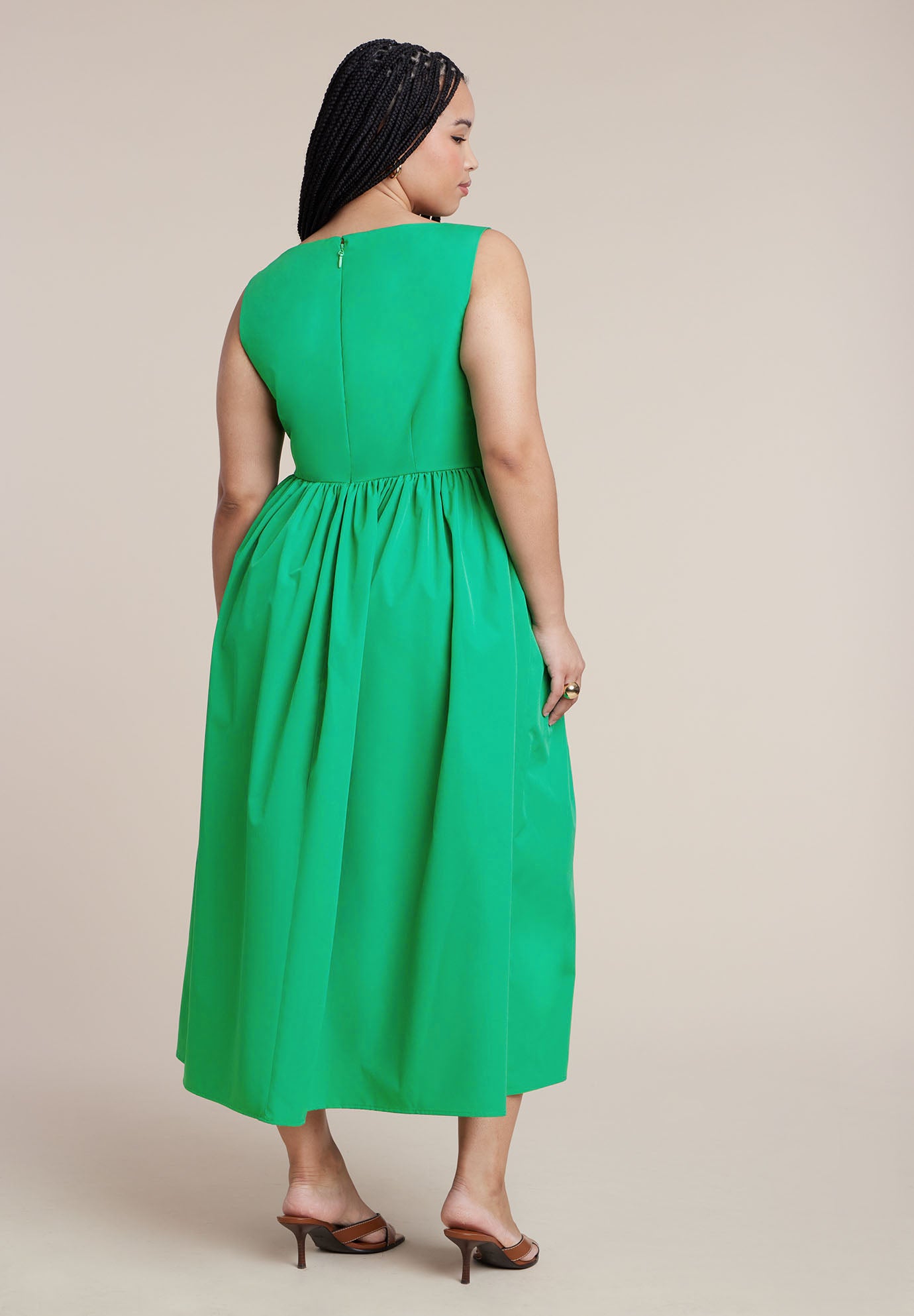 Boat Neck Flare Midi Dress image number 5