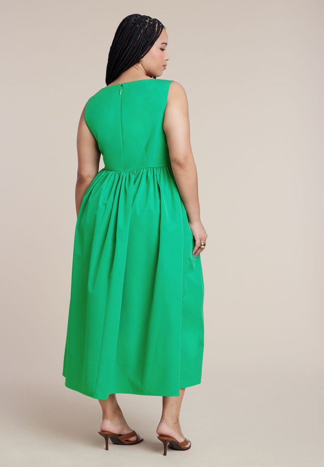 Boat Neck Flare Midi Dress image number 5
