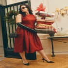 Boat Neck Flare Midi Dress image number null