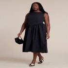 Boat Neck Flare Midi Dress image number null