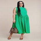 Boat Neck Flare Midi Dress image number null