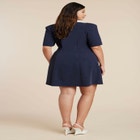 Contrast Collar Puff Sleeve Mini Dress image number null