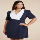 Contrast Collar Puff Sleeve Mini Dress image number null