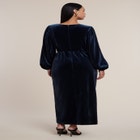 Velvet Puff Sleeve Pleated Dress image number 1