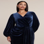 Velvet Puff Sleeve Pleated Dress image number 2