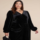 Velvet Puff Sleeve Pleated Dress image number null