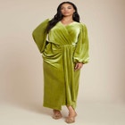 Velvet Puff Sleeve Pleated Dress image number null