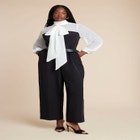 Twofer Tie Neck Jumpsuit image number null