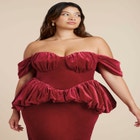 Velvet Peplum Midi Dress image number null