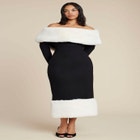 Off The Shoulder Fur Trim Dress image number null