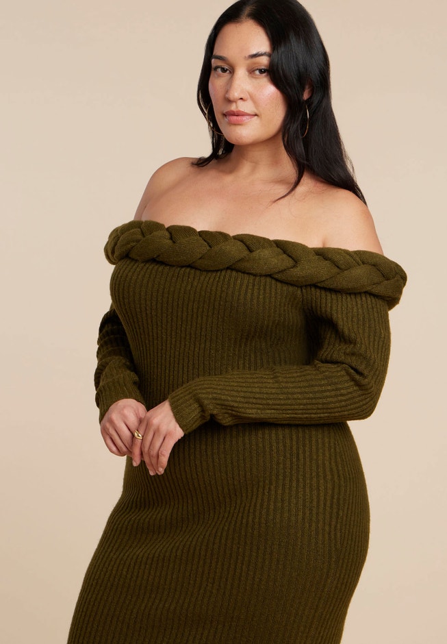 Cableknit Off Shoulder Maxi Dress image number 2